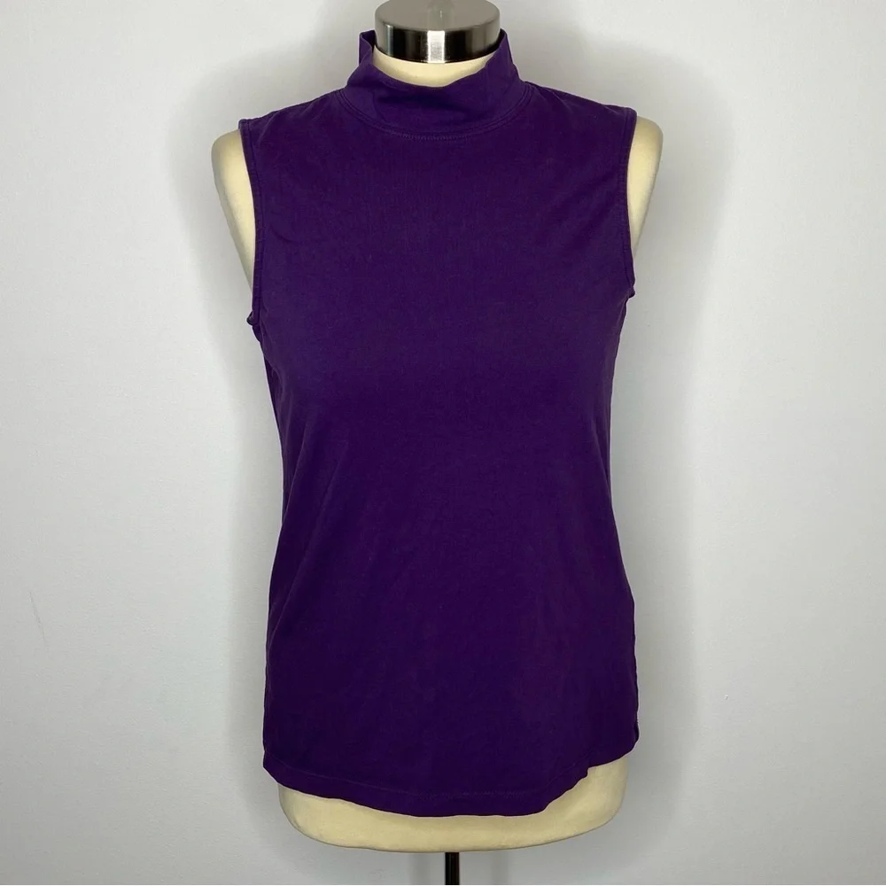 Christopher & Banks Purple Layer-Your-Look Sleeveless Mock Neck Tank